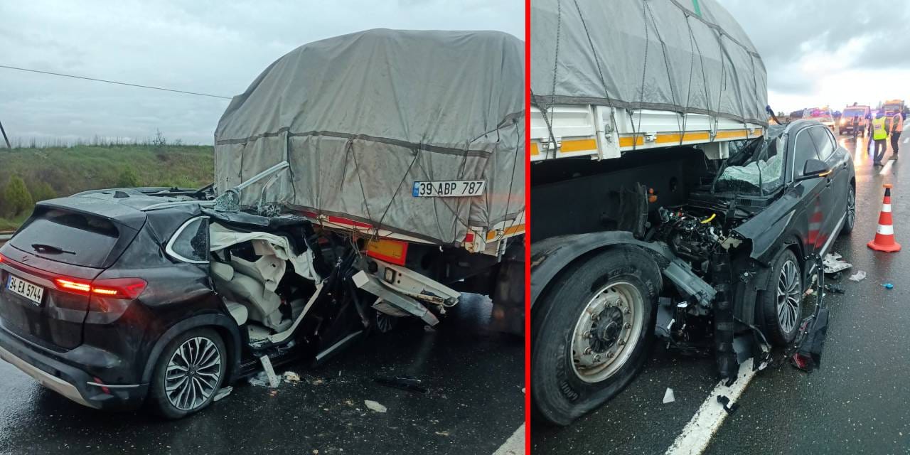 Otomobil arkadan çarptığı TIR’ın altına girdi: 3 yaralı